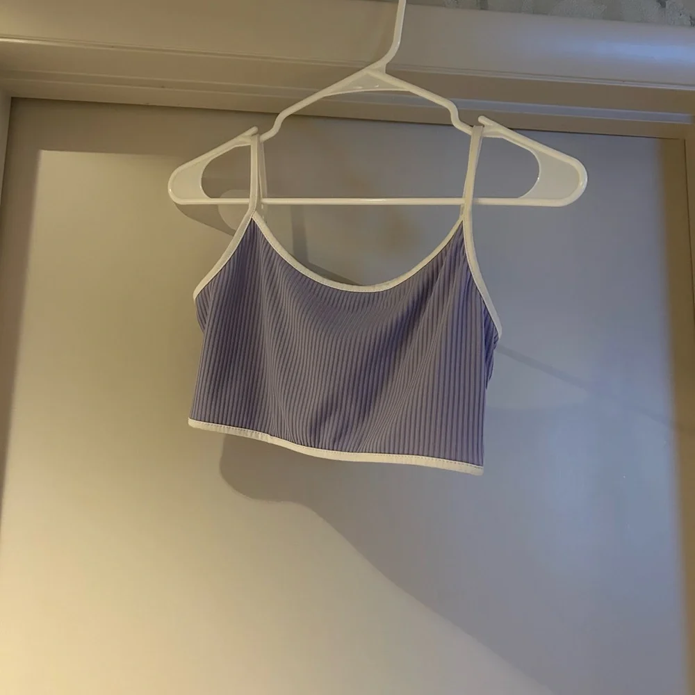 Purple Ribbed Crop Top - Picture 1 of 3
